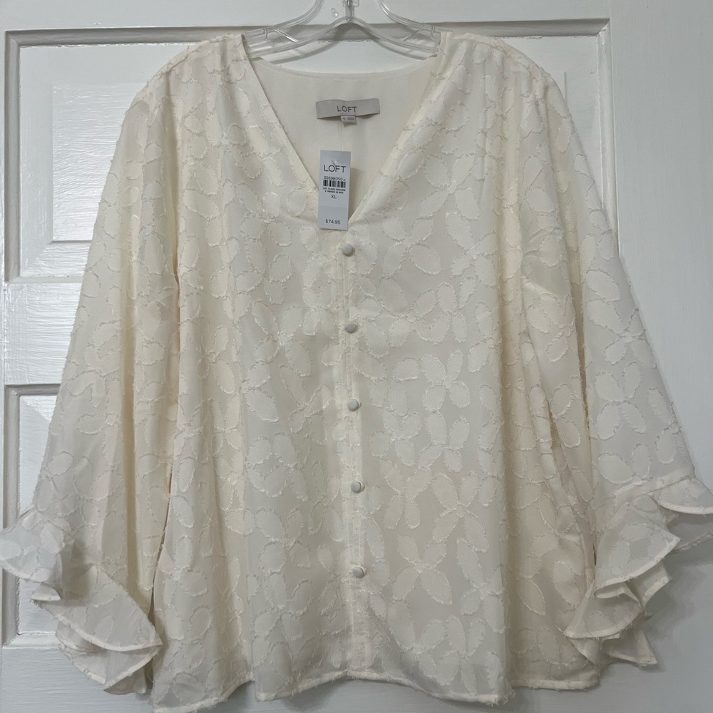 LOFT dressy blouse. Cream colored. Size XL NWT. Current season.